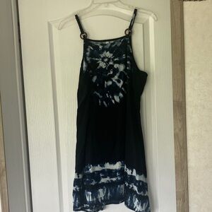 Xhilaration Black Navy Tie-Dye Halter Mini Dress